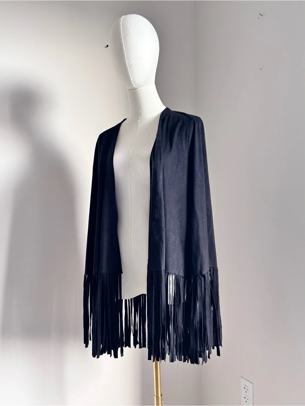 Zara Black Fringe Open Cardigan